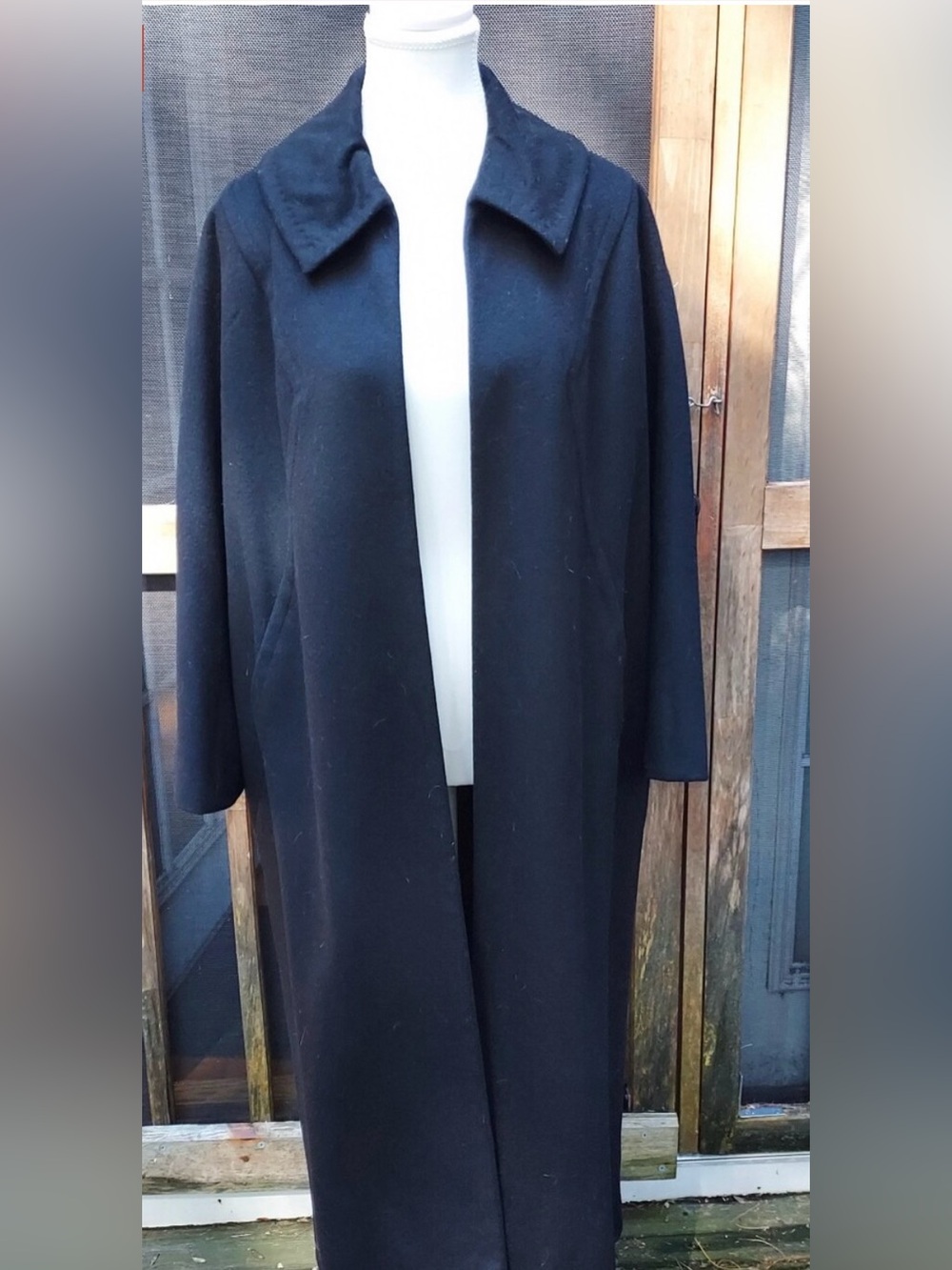 Vintage 50s Black Wool Clutch Coat Large